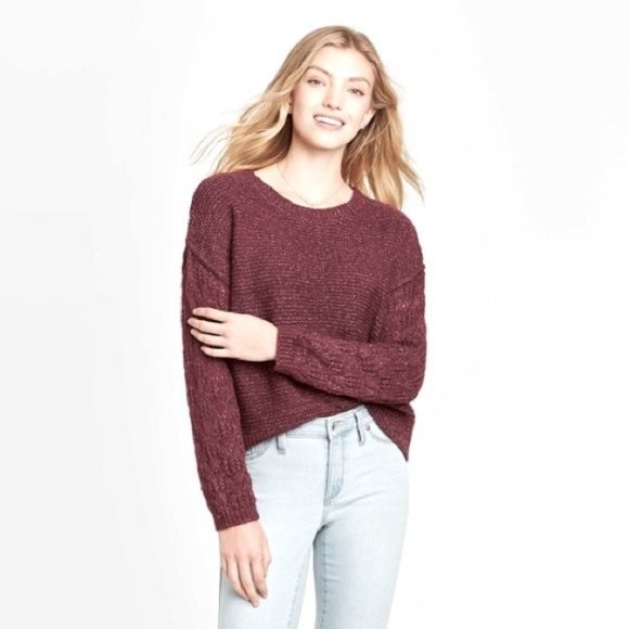 Knox Rose Knit Pointelle Sleeve Sweater Large